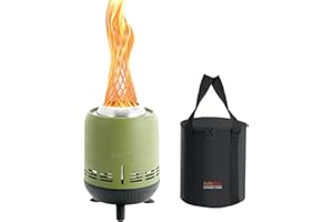 ONLYFIRE OUTDOOR LIVING Tabletop Fire Pit Burning Woods/Pellets, Portable Small Fireplace with Storage Bag for Camping Tailgating RV Patio Backyard, Smokeless Camping Stove 9.5", FP055 Green