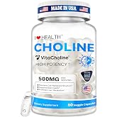 Award Winner -Clinically Dosed 500mg VitaCholine &reg; - 60 Caps - Liquid Choline Supplement &ndash;Support Pregnancy &amp; Baby Brain &amp; Liver Health LDL &amp; HDL Level - Cognitive Health - Made in USA