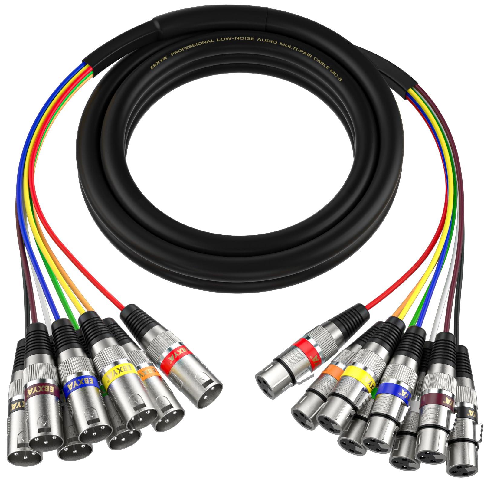 EBXYA 10ft 8 Channel XLR Snake Cables - 8 Colored