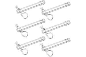 BOUYAO TS35010 Stainless Steel Trailer Hitch Pin and Clip for B&W 2" & 2.5" Receiver Trailer Hitches Tow and Stow Pins - Pack of 6
