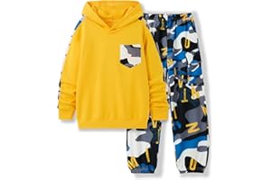 mksodopy Boys Clothes Boy Outfits 2-Piece Long Sleeve Hoodie and Camouflage Pants Boys Clothing for 6-16 Years