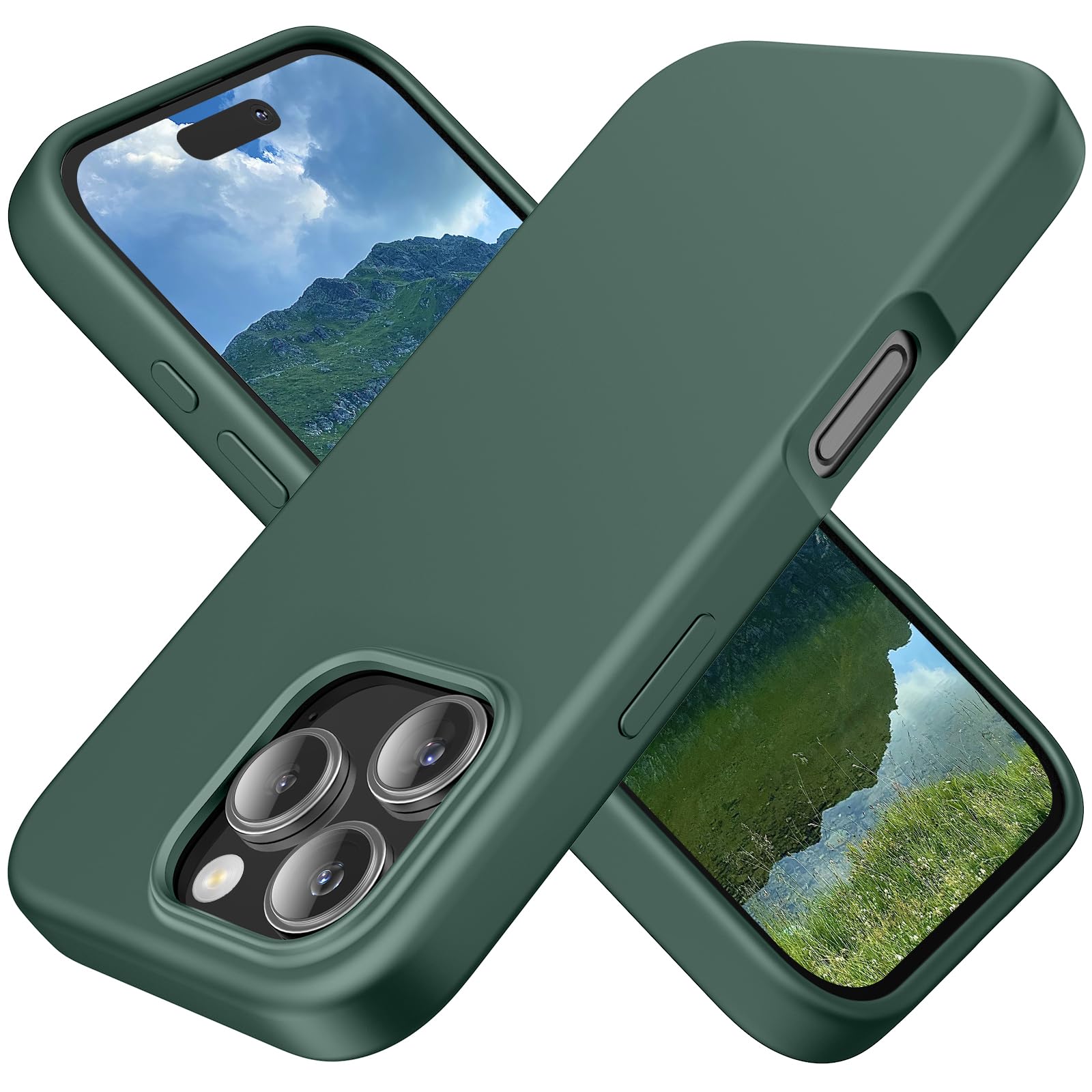 TAXXOE Silicone Case Compatible with iPhone 16 Pro Case Soft Ultra Slim Protective Shockproof Liquid Silicone Phone Case,Anti-Scratch Microfiber Lining, 6.3" Pine Green