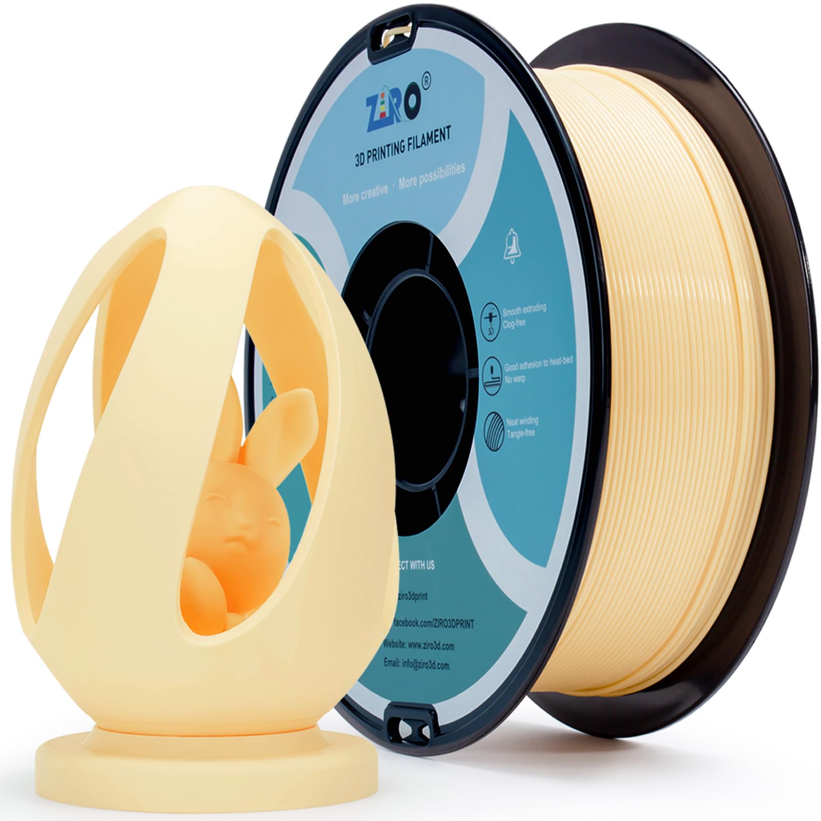 ZIRO PLA Filament 1.75mm, 3D Printer Filament PLA PRO Basic Color Series 1.75MM 1kg (2.2lbs), Dimensional Accuracy +/- 0.03mm, Skin