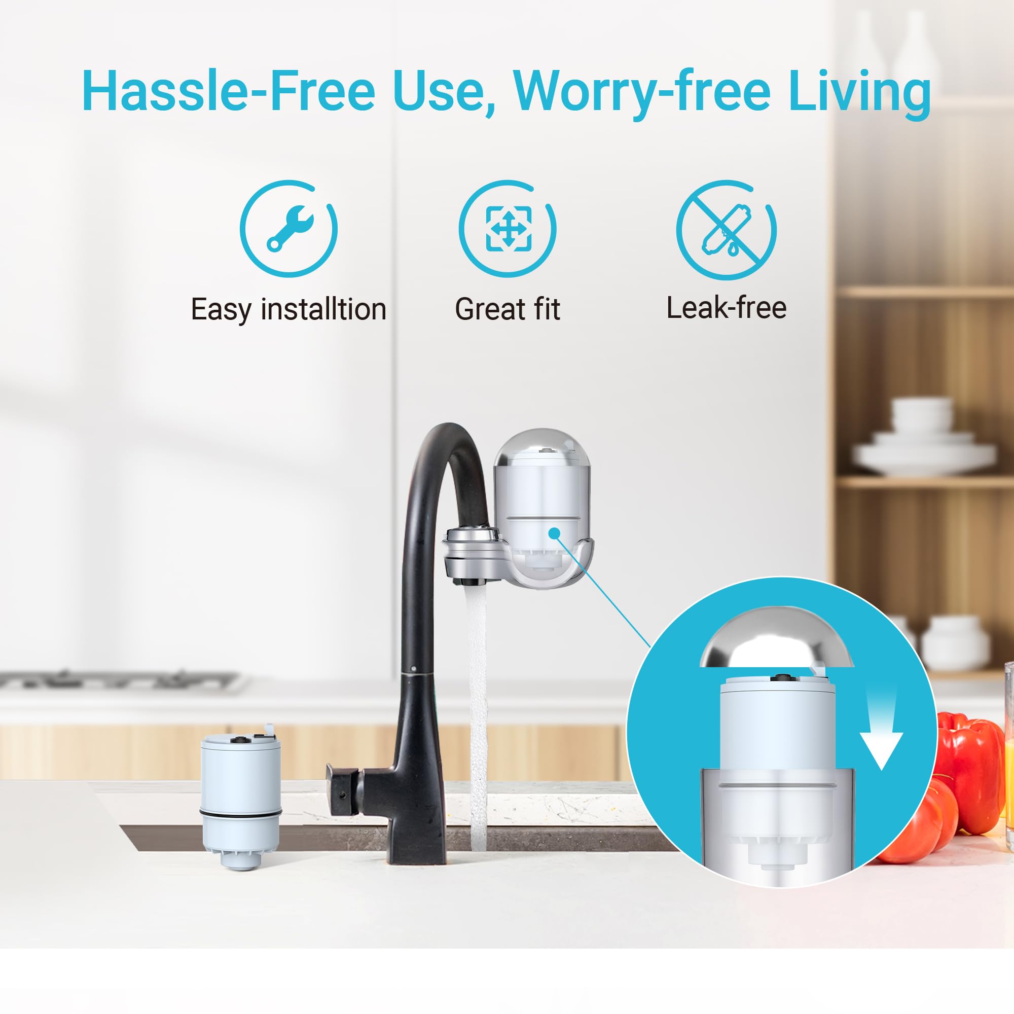 3 Pack 𝐀𝐥𝐤𝐚𝐥𝐢𝐧𝐞 Filter Replacement for All PUR®, PUR®Plus Faucet Filtration Systems, Pur® RF-9999® Faucet Water Filter, NSF Certified, AQUA CREST