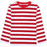 COSLAND Boys and Toddlers' Casual Striped Shirt Crew Neck Long Sleeve Basic Top, 2T-Large