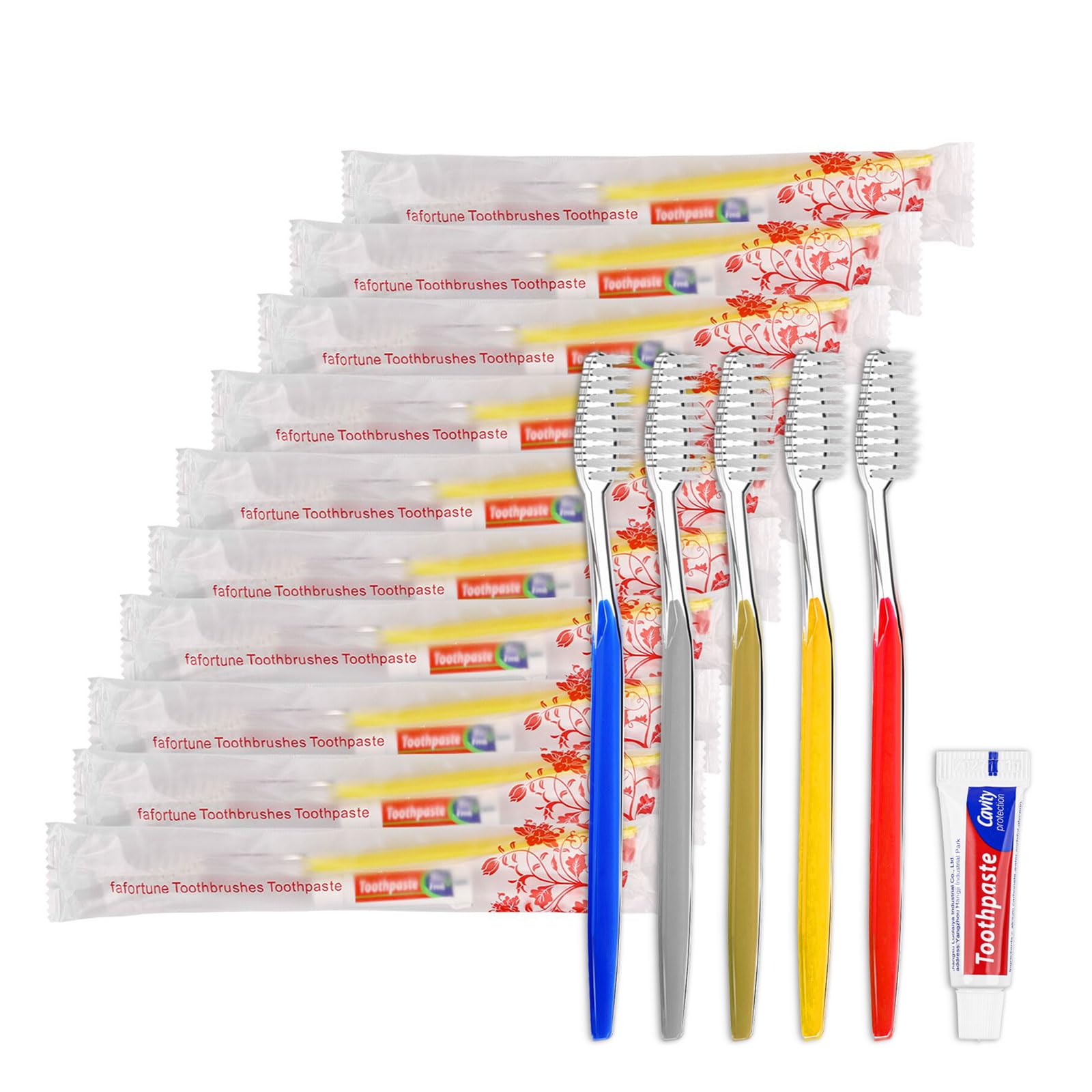 100pcs Disposable Toothbrushes with Toothpaste (5 Colors)