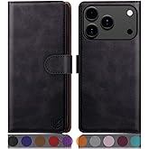 SUANPOT Compatible with iPhone 17 Pro 6.3" Wallet case with RFID Blocking Credit Card Holder,Flip Book PU Leather Protective Cover Women Men for Apple 17 Pro Phone case Black