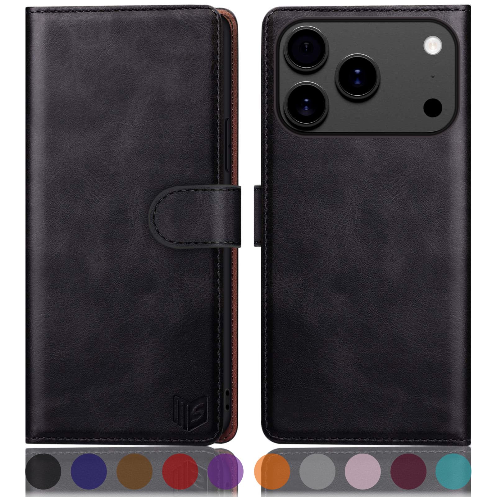 Photo 1 of SUANPOT Compatible with iPhone 17 Pro 6.3" Wallet case with RFID Blocking Credit Card Holder,Flip Book PU Leather Protective Cover Women Men for Apple 17 Pro Phone case Black