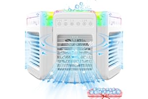 BEAUTYFAN Portable Air Conditioners, 180°Oscillation Mini Air Conditioners, 4 Wind Speed Portable AC, Built-in Ambient Lighti AC Unit, Large Water Tank Air Cooler for Room/Kitchen/Office/Desk 0