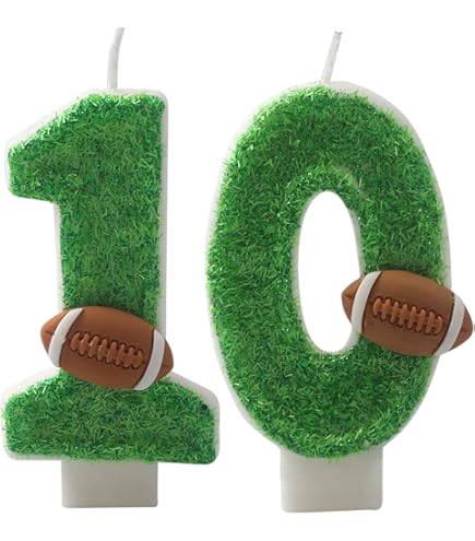 Vofrise Double Digits 10th Birthday Banner - Football Themed Glitter Decorations For Boys Sports Party