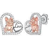 French Bulldog Earrings 925 Sterling Silver Dog Stud Earrings Cute Animal Jewelry For Women And Dog Lovers Birthday Gifts