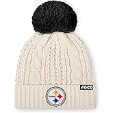 FOCO NFL Womens NFL Team Logo Cable Knit Pom Beanie Hat