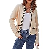 Ladyful Cropped Cardigan Sweater for Women Open Front Knit Tweed Jacket Button Down Fall Work Sweater Top