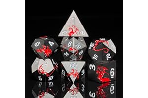 HNCCESG Metal DND Dice Set Dragon D&D Dice for D&D Dungeons and Dragons Gift TTRPG Metal Dice with Dragon Dice Box(Black Red Dragon)