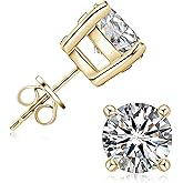 Inf.Story Moissanite Stud Earrings, 0.5ct-2ct D Color VVS1 Brilliant 925 Sterling Silver 4 Pong Stud Earrings for Women or Men Birthday Gifts