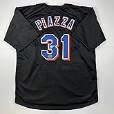 Facsimile Autographed Mike Piazza New York Black Reprint Laser Auto Baseball Jersey Size Men's XL