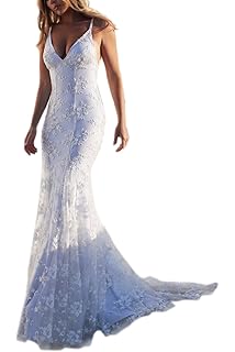 Las Mujeres Blancas Maxi Vestido con Cuello En V De Encaje Vestidos Bodycon Backless Formal Fiesta En La Playa