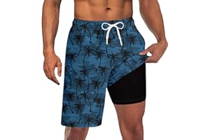 UNICOMIDEA Men Swim Trunks with Compression Liner 9 Inch Long Board Shorts
