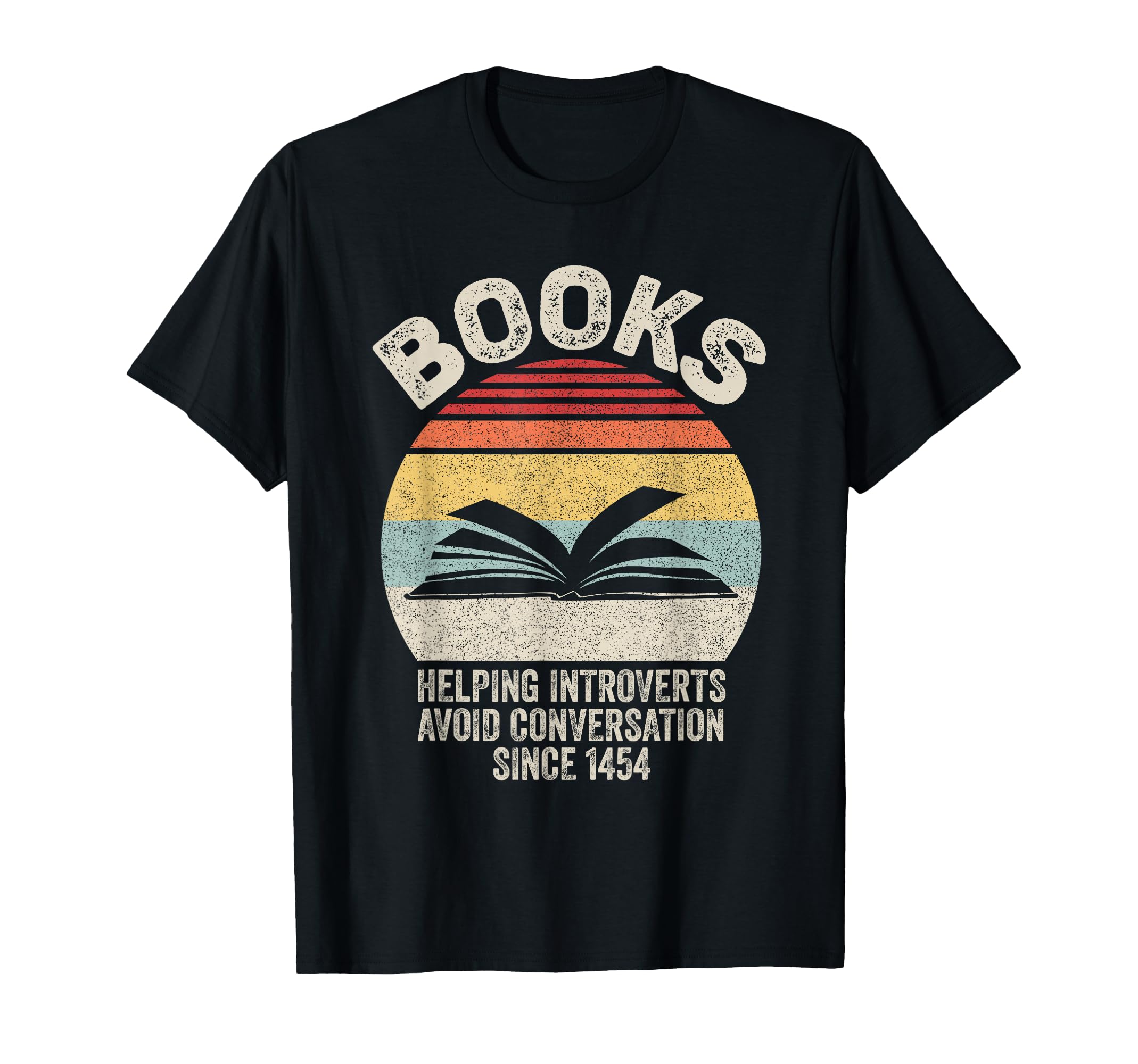 Photo 1 of Catch Some Rays Retro Book Helping Introverts Avoid Conversation Since 1454 Women's Black Short Sleeve Classic Fit T-Shirt