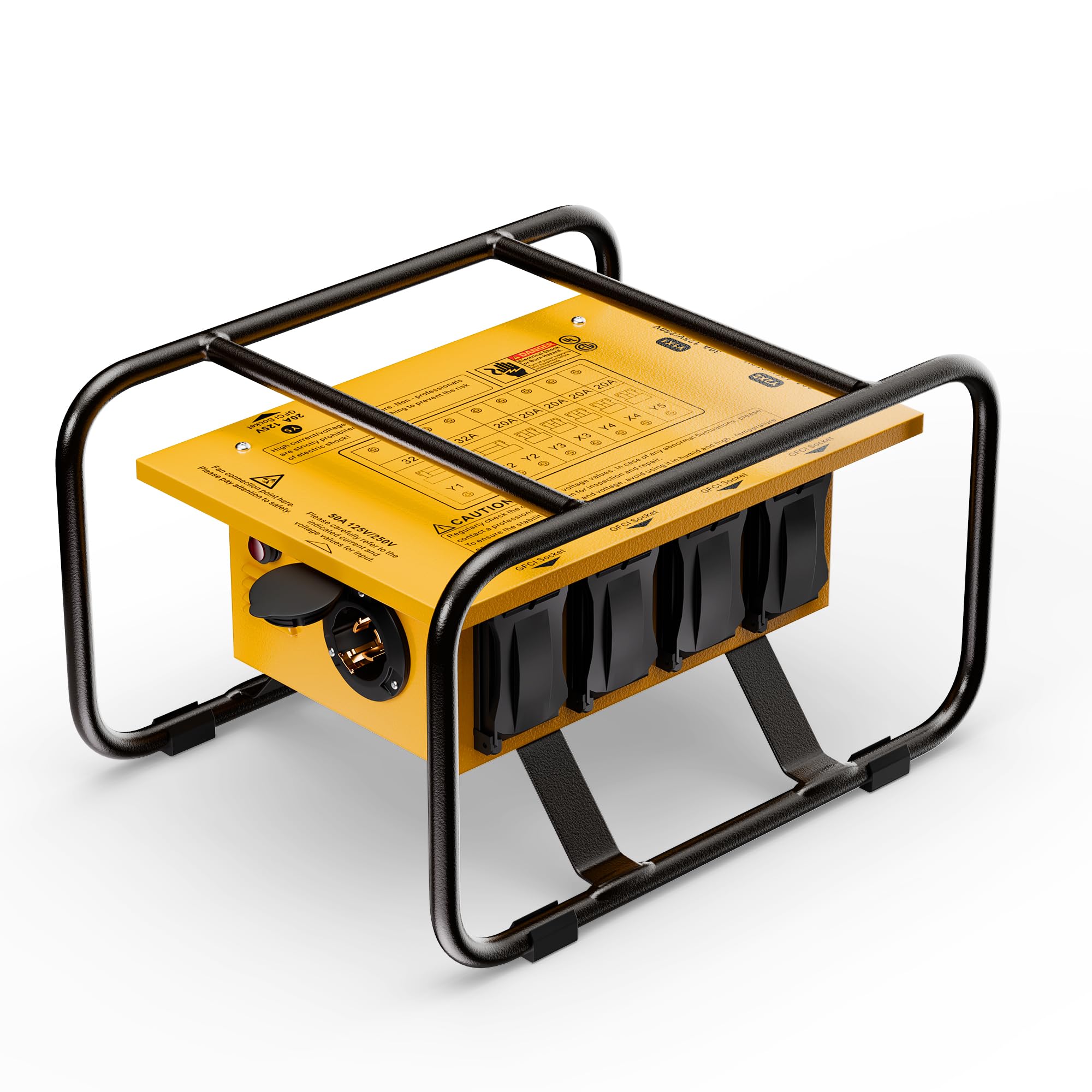 Photo 1 of Joinfworld Power Distribution Box,50A 125V/250V NEMA SS2-50 CS6375 Inlet, 30A Circuit Breaker, Individually Controllable Sockets, Heavy - Duty Waterproof Enclosure with Cooling Fan