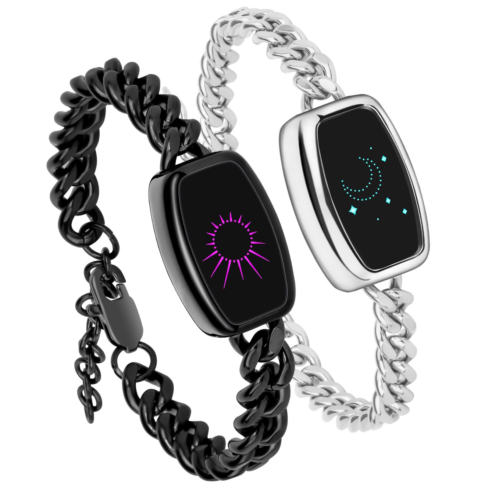 PNMNBW Long Distance Touch Bracelets for Couples, Vibration & Light up | Long Distance Couples Bracelets Relationship Gifts for Girlfriend Bluetooth Pairing Jewelry Xmas Gifts