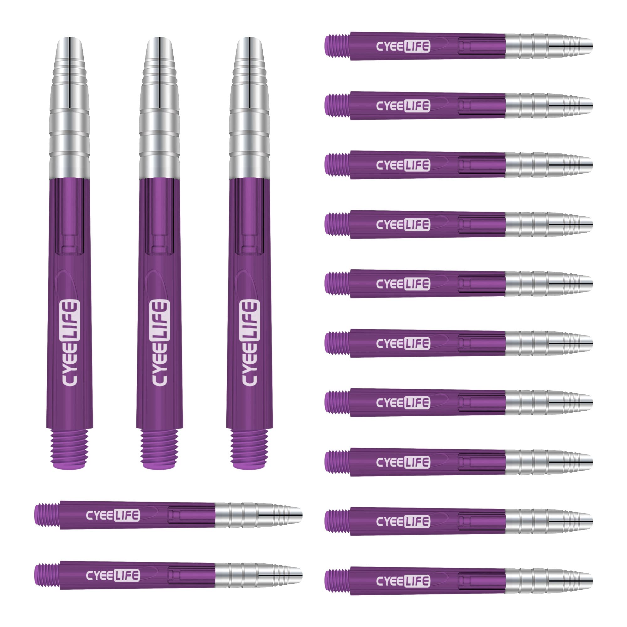 CyeeLife Transparent Alunium-Plastic Dart Shafts 15pcs 48mm Purple Transparent