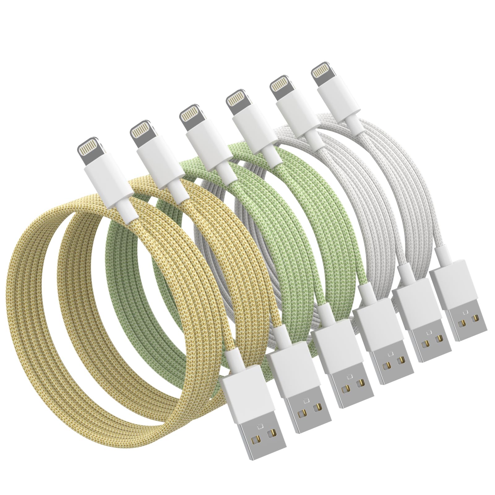 Photo 1 of **PACK4**iPhone Charger Cord, [Apple MFi Certified] Lightning Cable, 6Pack (3/3/6/6/6/10 FT) Nylon Braided USB Charging Cable for iPhone 14/13/12/11 Pro Max/XS MAX/XR/XS/X/8/7/6s Plus, iPad
