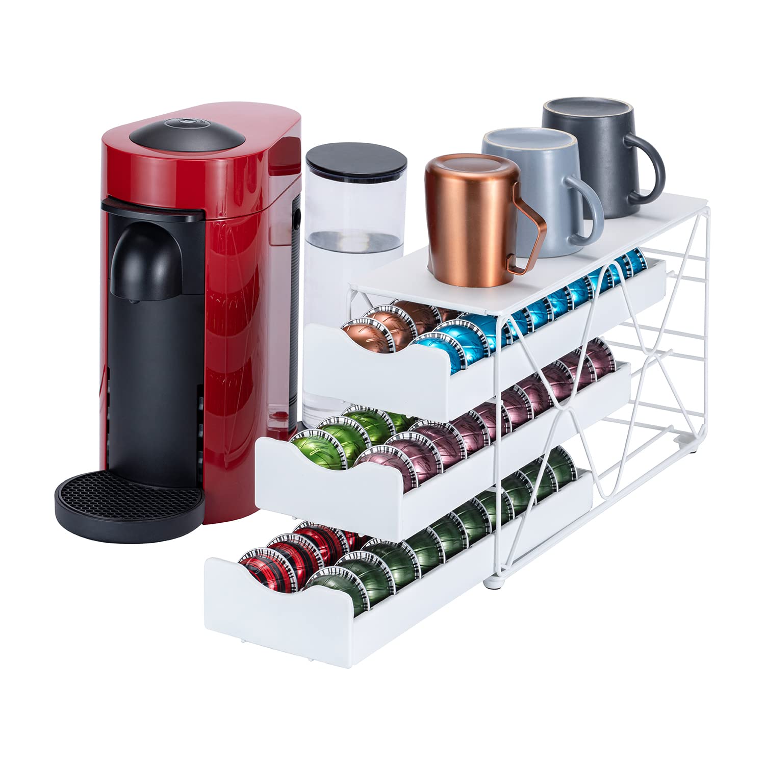 Photo 1 of Flagship for Nespresso Pod Holder Drawer 3 Tier Coffee Capsule Holder for Nespresso Vertuo Pod with Elegant White(60 Pods Capacity)