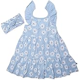 HonestBaby Baby-Girls 2-Piece Outfit Dress & Headband Set for Infant, Baby and Toddler Girls