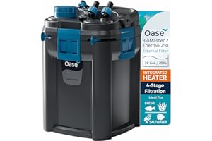 OASE BioMaster 2 Thermo 250 Canister Filter for Aquariums – External Aquarium Filter with Built-in Heater – EasyClean Pre-Filter, Quiet Operation – Freshwater & Saltwater, Up to 70 Gallons