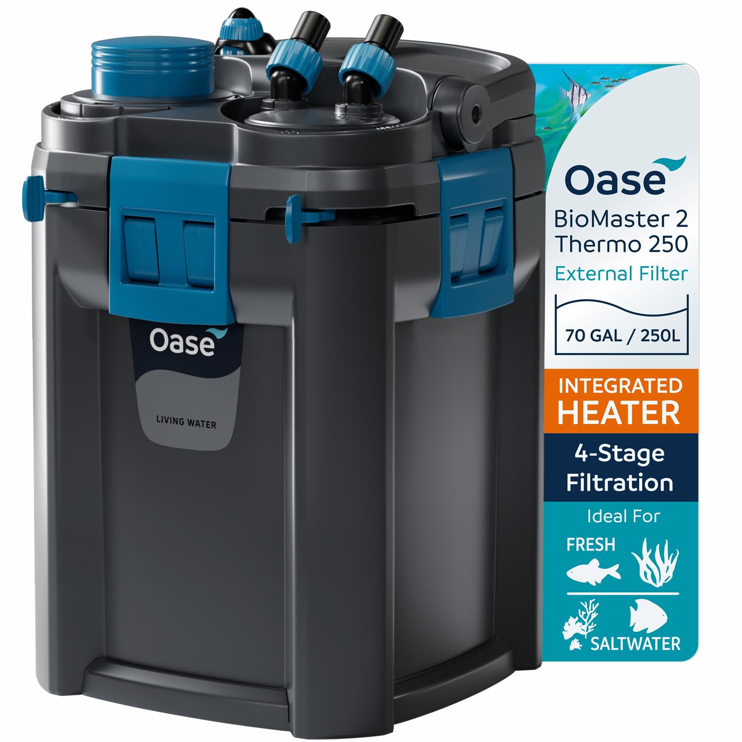 Photo 1 of ** MISSING PIECES** DIRTY ** OASE BioMaster 2 Thermo 250 Canister Filter for Aquariums  – External Aquarium Filter with Built-in Heater – EasyClean Pre-Filter, Quiet Operation – Freshwater & Saltwater, Up to 70 Gallons