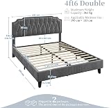 Yaheetech 4ft6 Double Upholstered Bed Frame with Adjustable Headboard Dark Grey view 2
