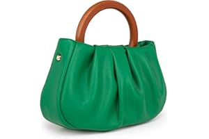 Milan Chiva Clutch Purses for Women Small Handbags Dumpling Mini Cloud Bag with Wooden Handle