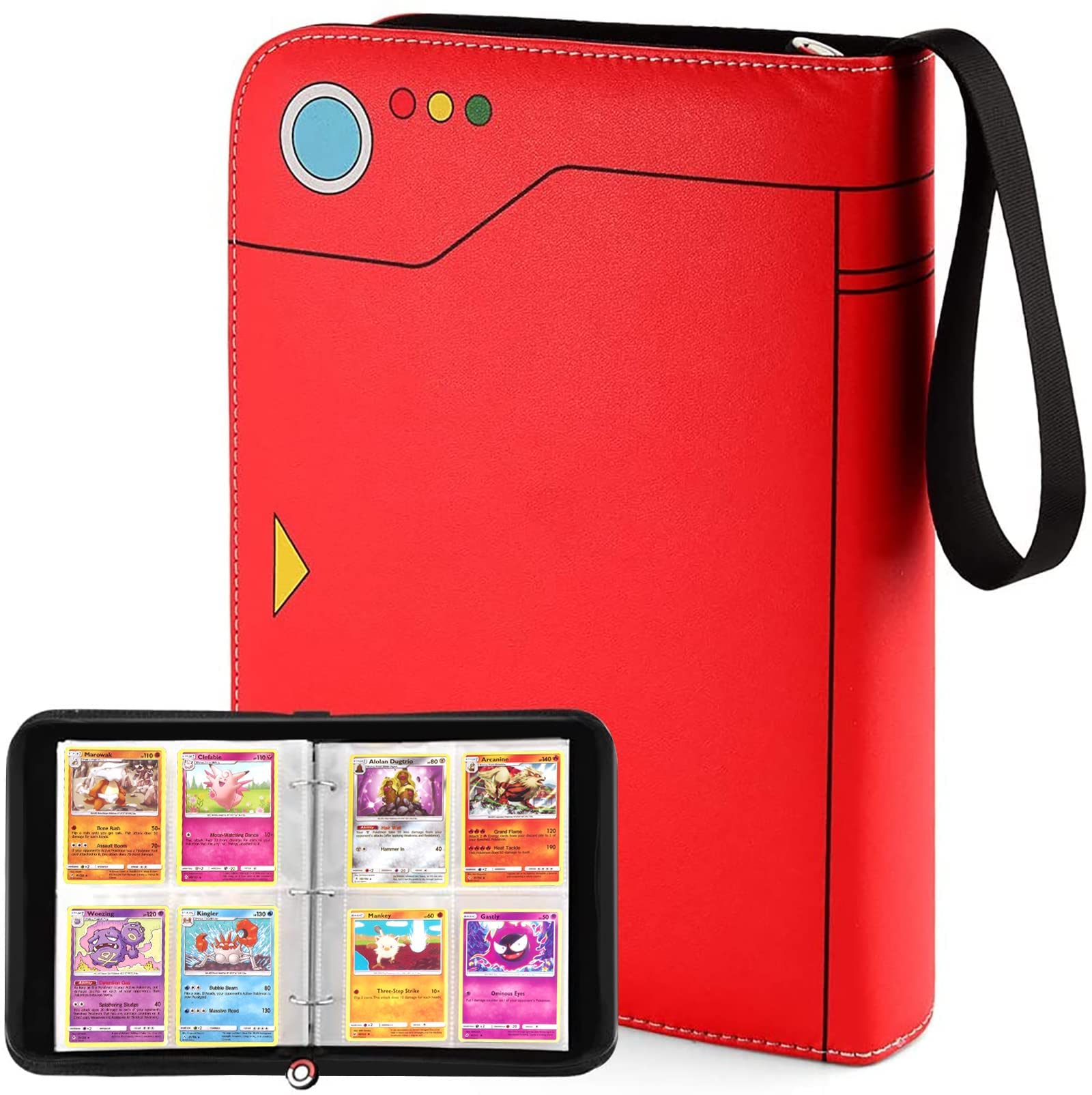 JoyHood Trading Card Holder for TCG Cards, Waterproof Card Album Binder Books Case Folder Sleeves, Holds Up to 400 Cards, 4-Slot (Red-pokédex)
