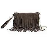 HOXIS Fringe Cross Body Bag Womens Small Shoulder Bag Top Zip Wristlet