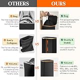 Lifewit 100L Laundry Basket with Lid Bamboo Handles Removable Bag Black view 4