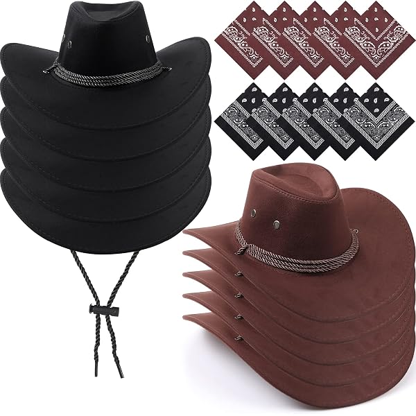 Zhanmai 24 Pcs Cowboy Hats with Bandana Western Party Cowboy  display picture 1