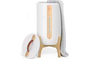 Keenray Towel Warmer for Bathroom with Wooden Stand, Towel Warmer Bucket with Heating Progress Bar, Fragrant Disc Holder, Aut