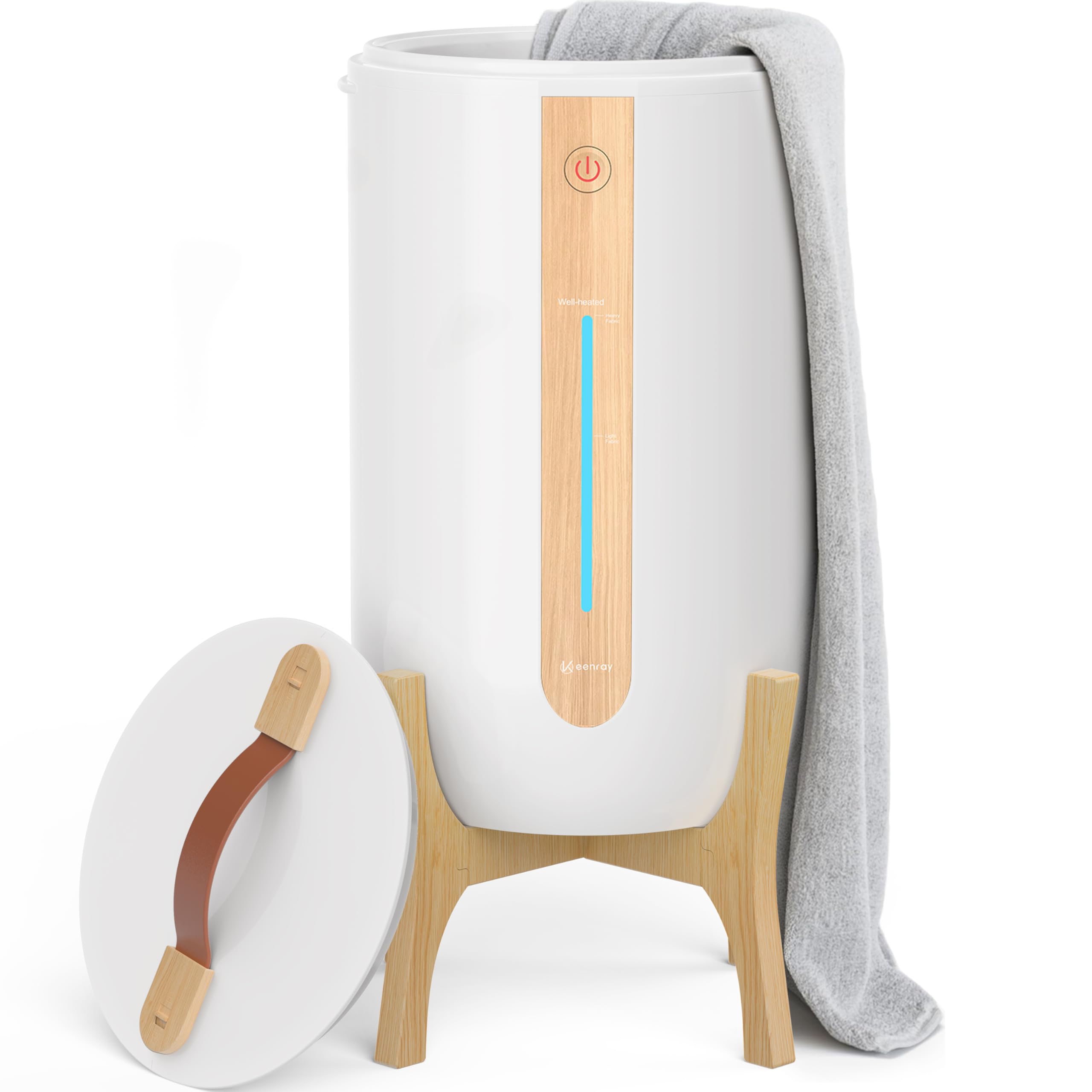 Photo 1 of Keenray Towel Warmer for Bathroom with Wooden Stand, Towel Warmer Bucket with Heating Progress Bar, Fragrant Disc Holder, Auto Shut-Off Towel Bucket Fits Up to Two 40" x 70" Oversized Towels