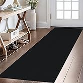 KOZYFLY Washable Runner Rug 2x6 Ft Runners for Hallways Non Slip Kitchen Runner Rugs Braided Cotton Entryway Runner Indoor, Carpet Runners for Hallway Kitchen Entryway Bedroom, Black