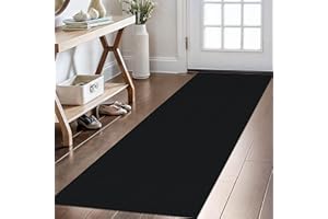 KOZYFLY Washable Runner Rug 2x6 Ft Runners for Hallways Non Slip Kitchen Runner Rugs Braided Cotton Entryway Runner Indoor, Carpet Runners for Hallway Kitchen Entryway Bedroom, Black