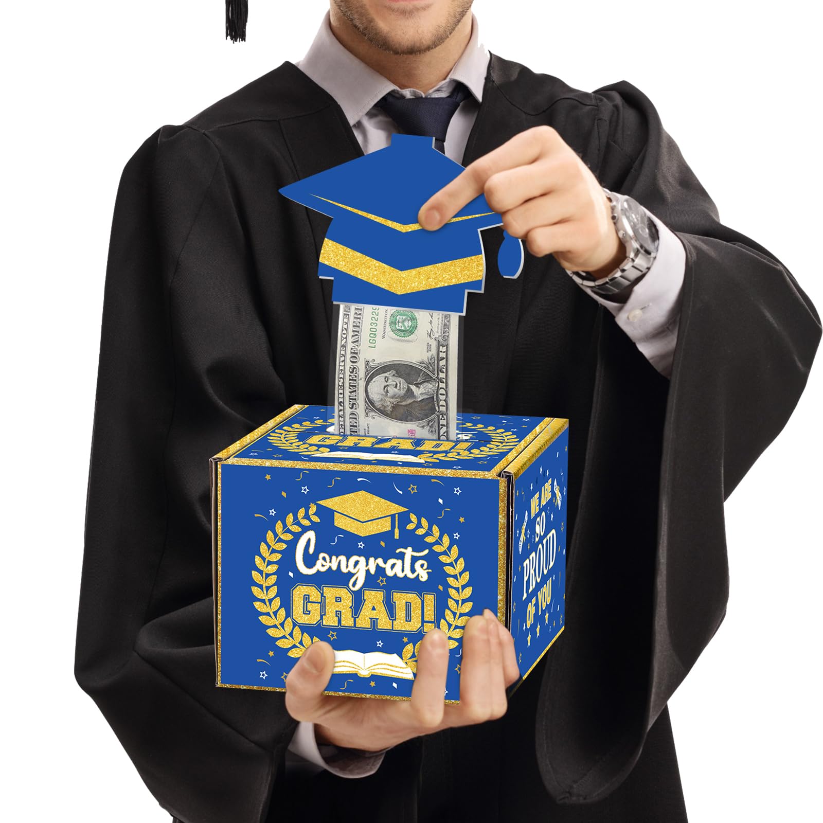 Panelee 2025 Graduation Money Box for Cash Gift Pull Blue and Gold ...
