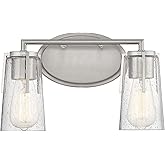 Savoy House 8-7045-2-SN Sacremento Modern Clear Seeded Glass Bathroom Vanity Wall Light, 2-Light 120 Total Watts, 9" H x 14" 