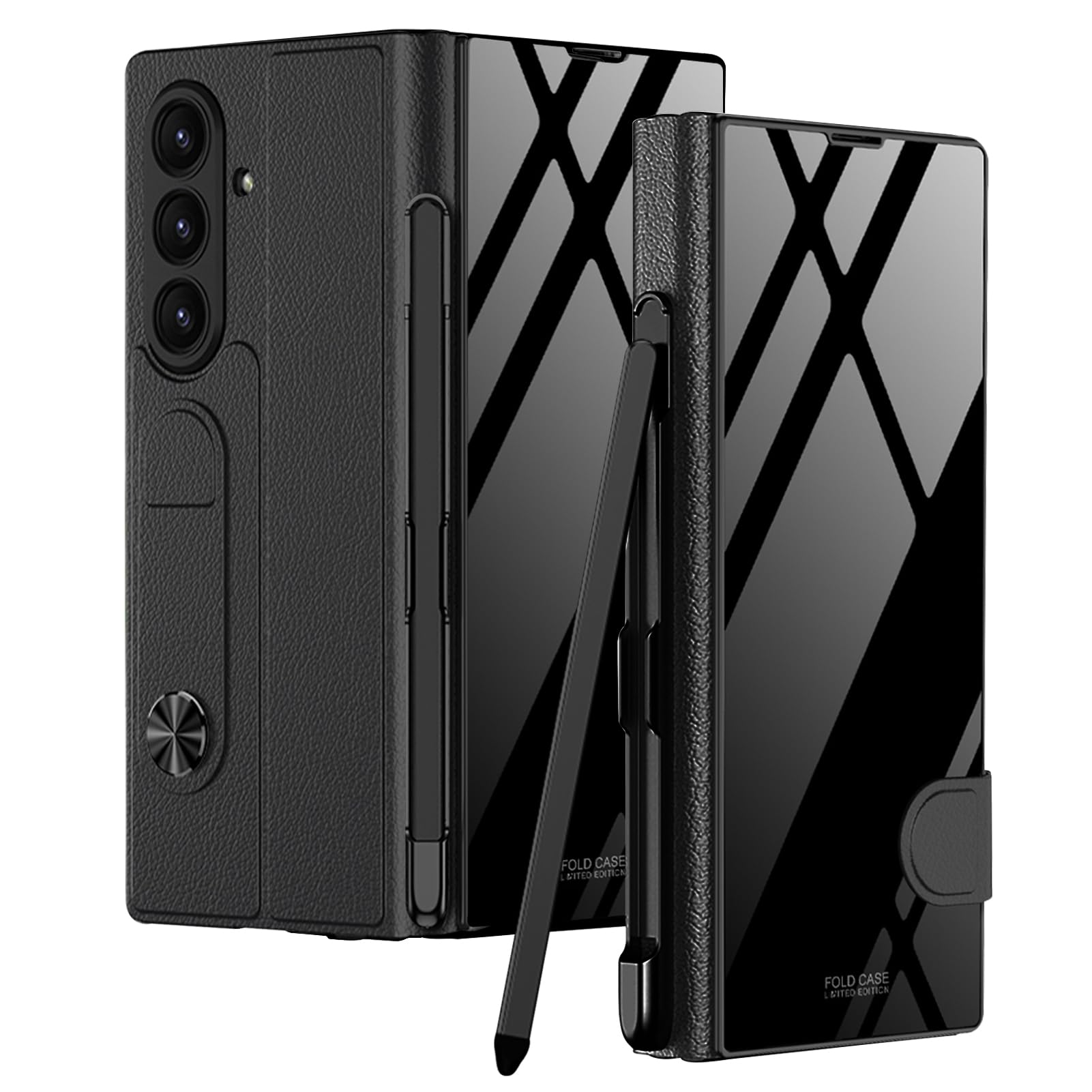 Photo 1 of FODDOM DOOTOO for Samsung Galaxy Z Fold 7 Case with Pen & S Pen Holder Full Body Hinge Protection Plating Glass Built-in Screen Protector Phone Case for Z Fold 7 (Black)