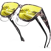 URUMQI Polarized Sunglasses Fit Over Glasses for Women, UV400 Protection Trendy Square Womens Mens Shades Sun Glasses