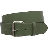 Beltiscool 1 1/2" (38mm) Snap On Plain Leather Jean Belt With Roller Buckle