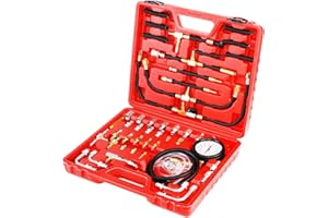 JIFETOR Fuel Injection Pump Pressure Tester Gauge Kit, Car Gasoline Gas Fuel Oil Injector Test Manometer Tool Set 0-140PSI, Universal for Auto Truck SUV Motorcycle ATV RV SUV