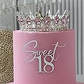 HQKJGSYX Sweet 18th Cake Topper Happy Birthday Cake Toppers Acrylic Silvery Glitter for Eighteen Birthday Party Decorations Boys and Girls 18th Adultish Cake Topper Party Decorations Supplies