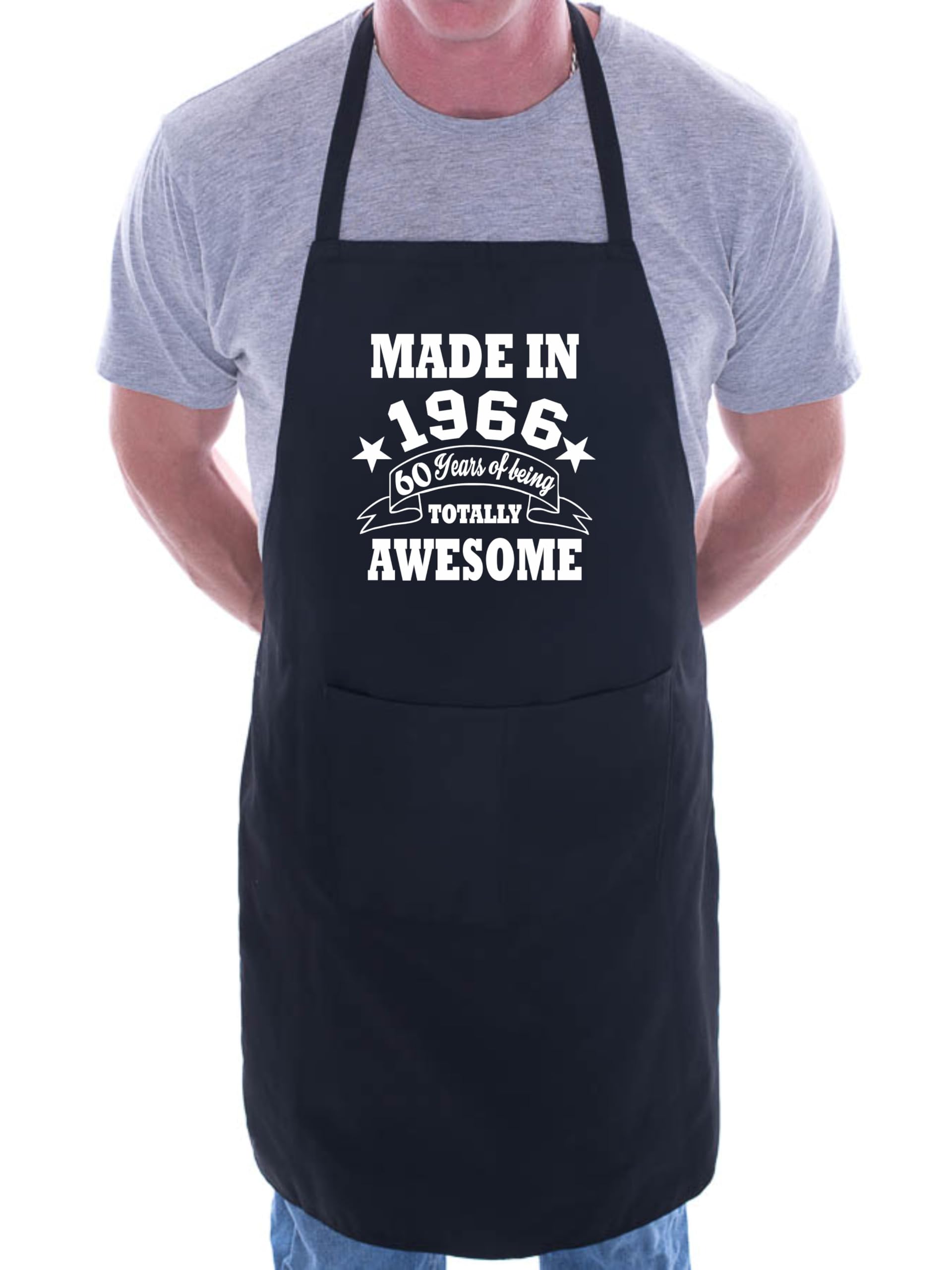 Print4U 60th Birthday Made In 1966 BBQ Cooking Funny Novelty Apron Black