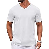 COOFANDY Mens T Shirts 100% Cotton V Neck Tee Shirt Plain Short Sleeve Casual Shirts